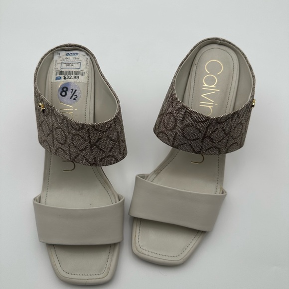 Calvin Klein Women's Block HeelSandals Champagne And Brown Size 8.5 - Picture 6 of 8